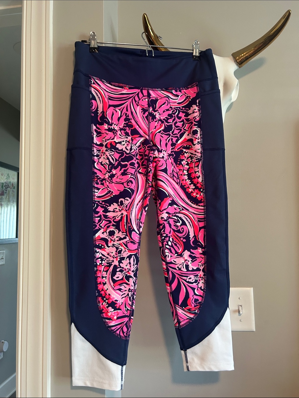 Navy & Pink Floral Panel Active Leggings Lilly Pulitzer Luxletic